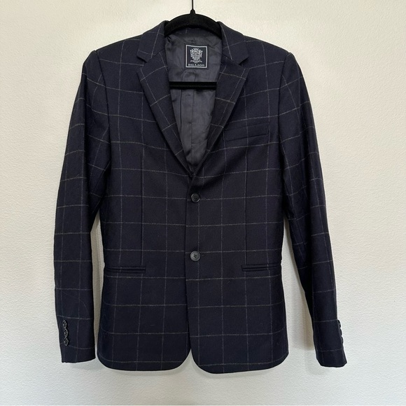 Dal Lago virgin wool navy windowpane plaid women‘s blazer jacket size s small - Picture 1 of 4